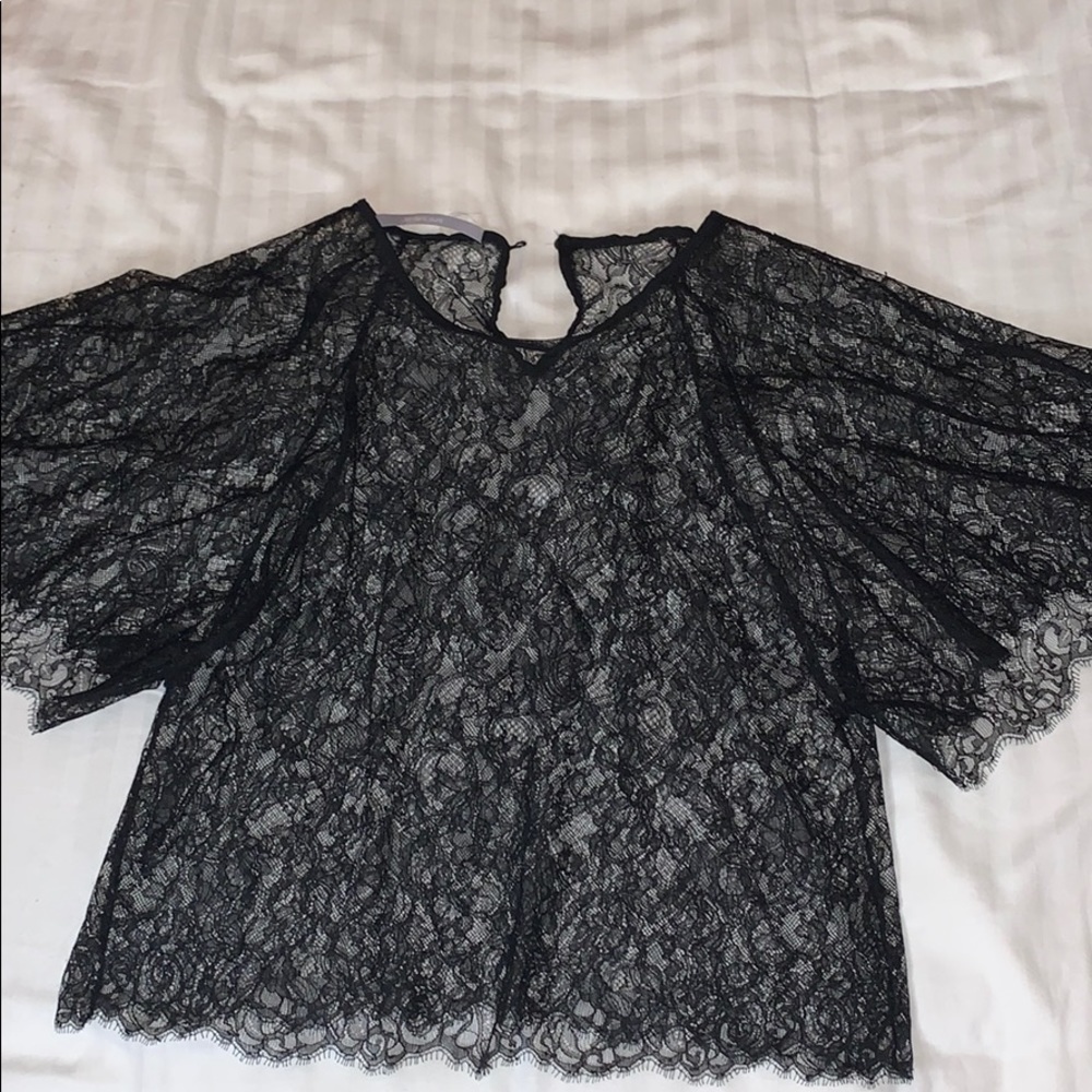 Lace black short sleeve top